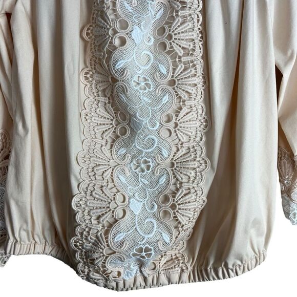 Express Pink Lace Peasant Blouse Small EUC - Picture 4 of 7